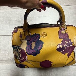 Tory Burch Yellow and Purple Floral Satchel